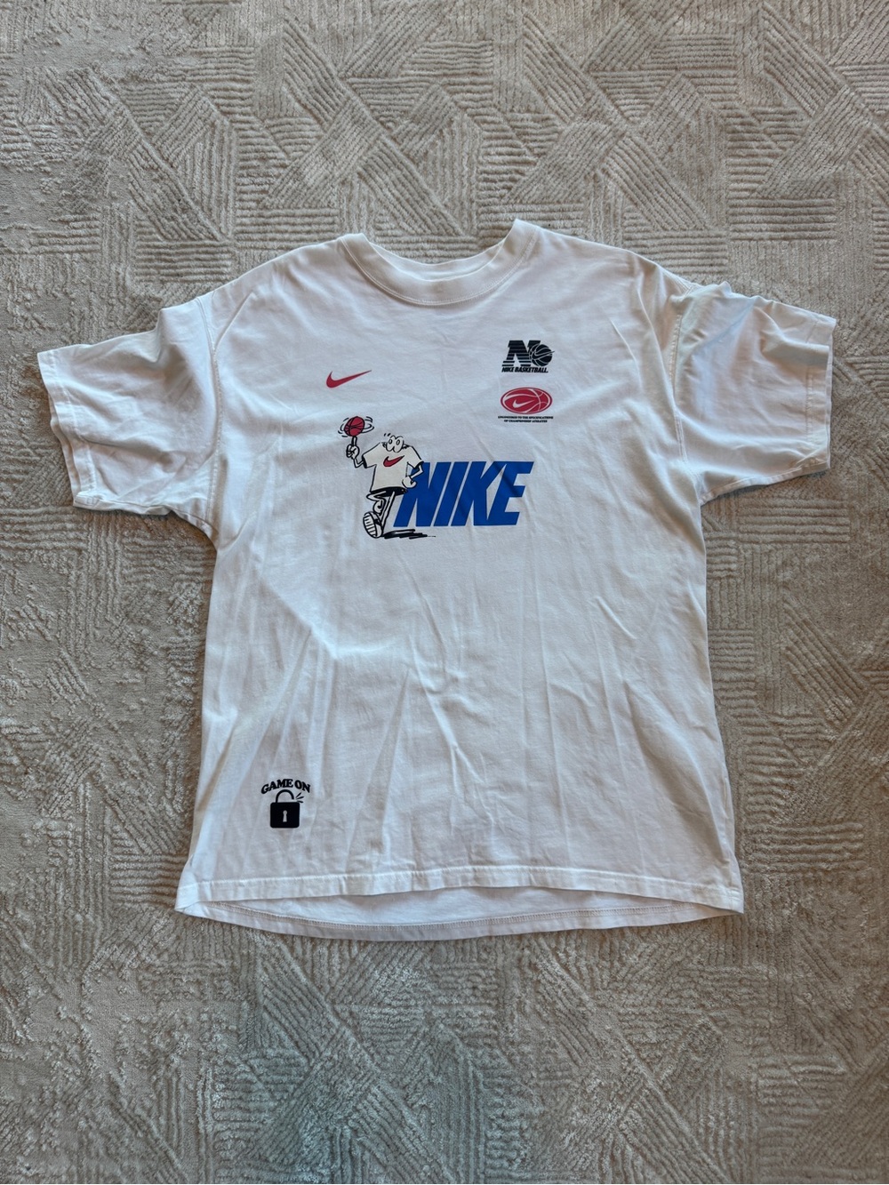 Nike Basketball "Shirts Win" Graphic Tee White Loose Fit Size Large Retro Style